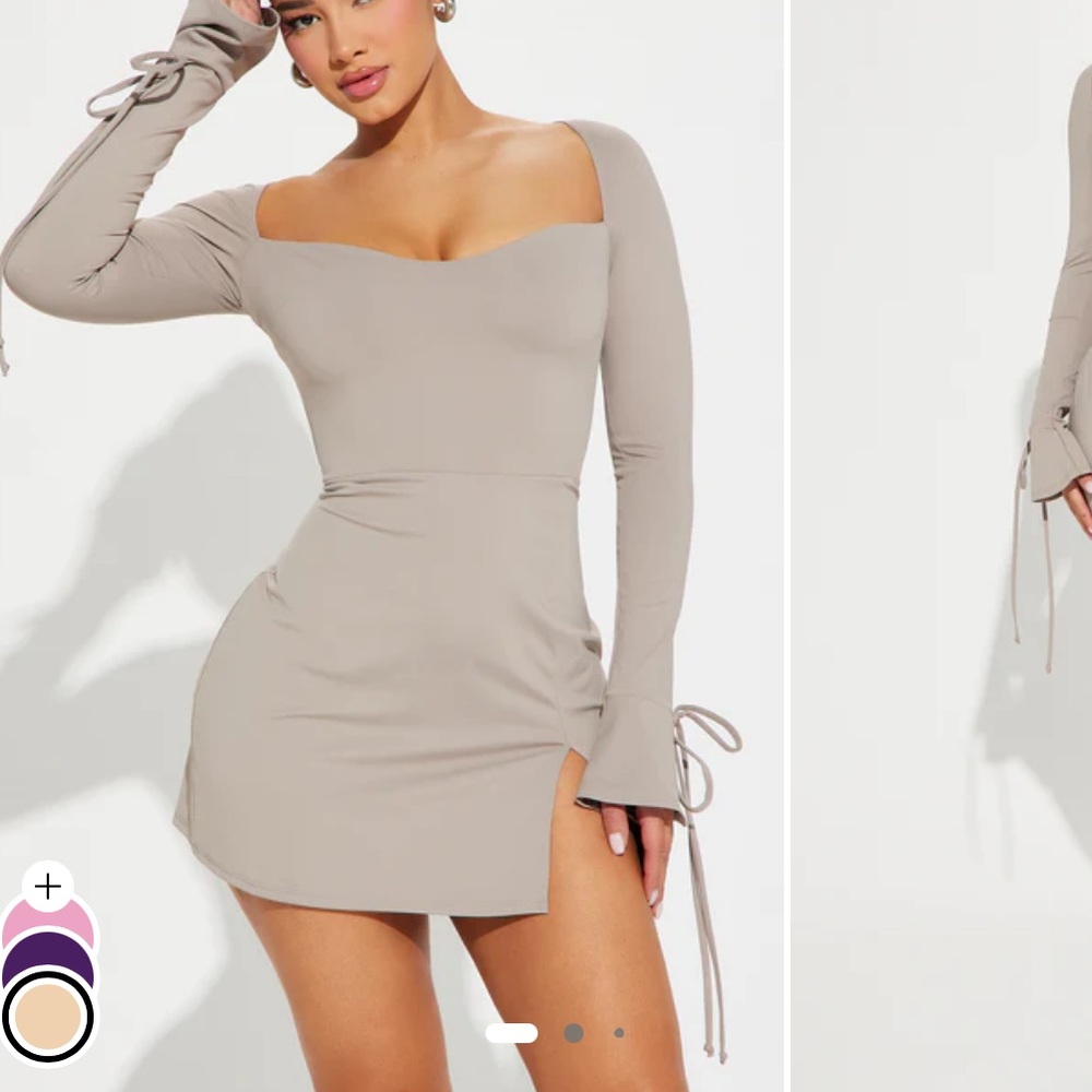 Gray mini long sleeve dress